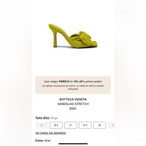 Bottega Veneta Kiwi Green Sandalias Stretch